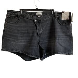 Abercrombie & Fitch The‎ Dad Short High Rise Button Fly Black Jean Shorts NEW